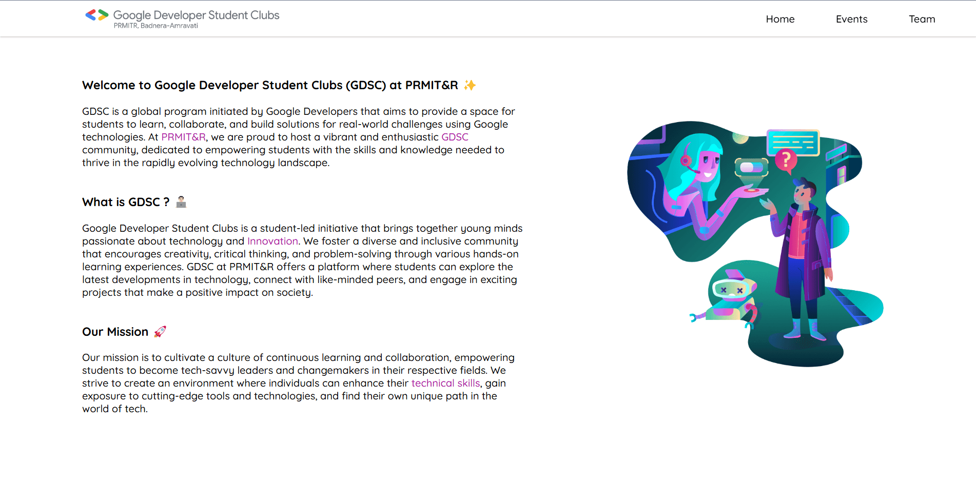 GDSC Website screenshot 1
